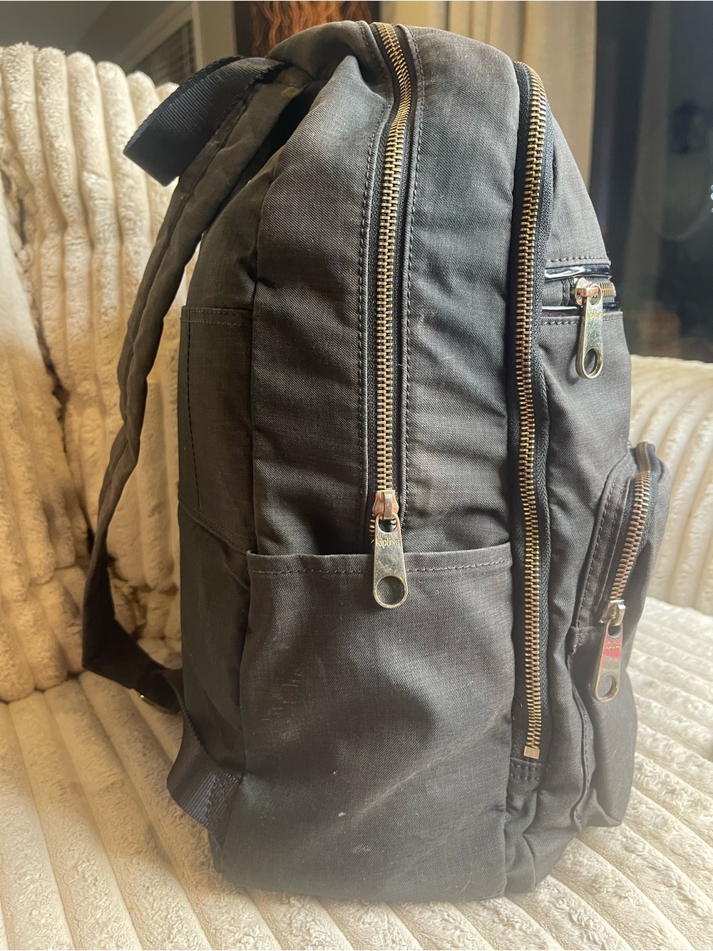 Kipling Large Black Nylon Backpack Laptop School Travel Bag - Picture 3 of 8